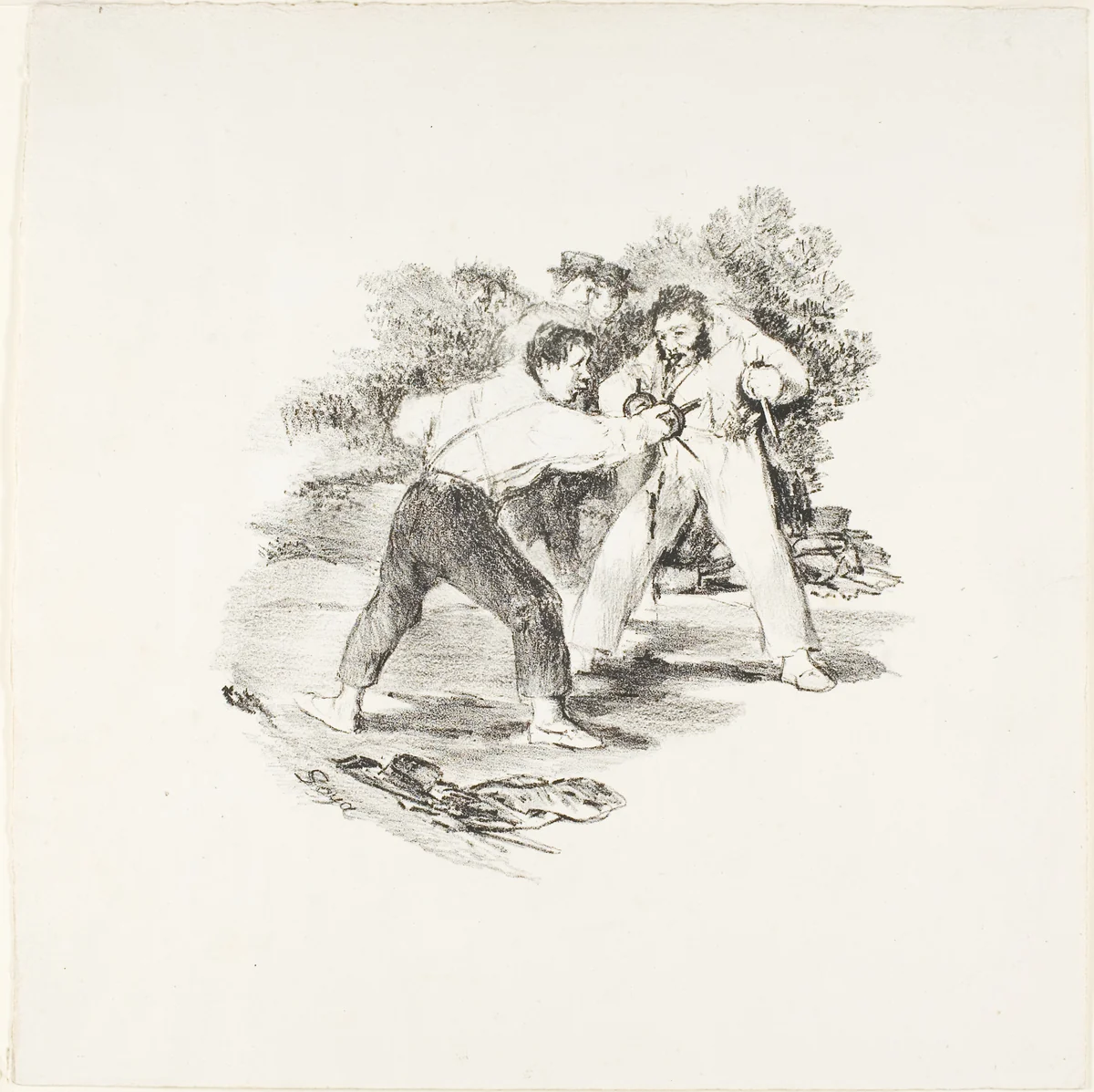 Modern Duel by Francisco José de Goya, print, 1825-1826