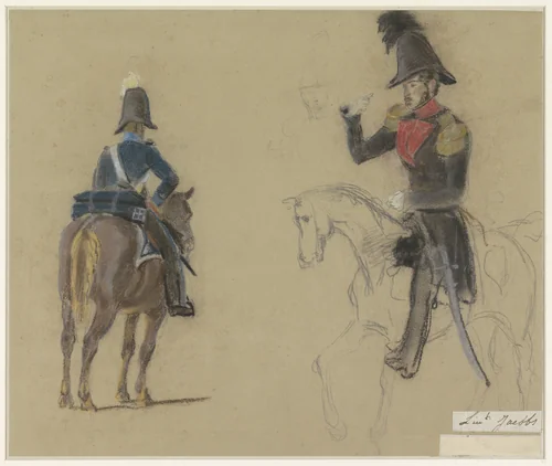 Portret van Luitenant Jacobs, te paard by Jacob Joseph Eeckhout, drawing, 1803-1861
