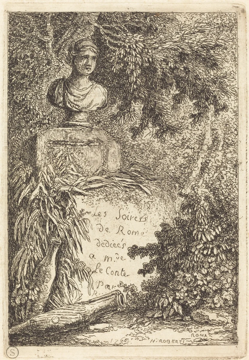 The Portrait Bust by Hubert Robert, print, 1764