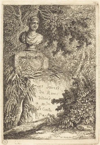 The Portrait Bust by Hubert Robert, print, 1764