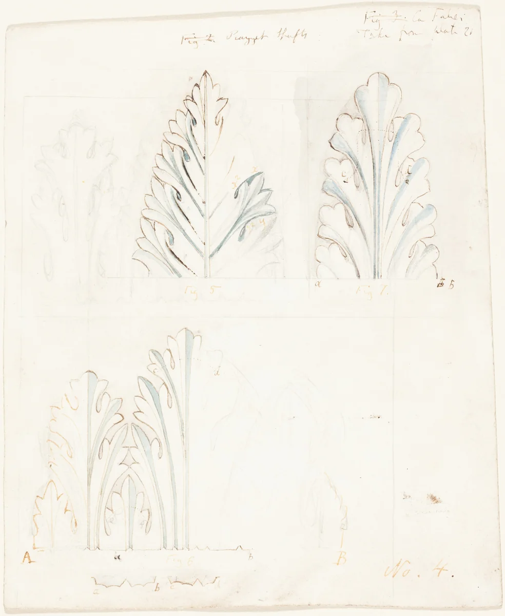 Ornamental Study with Acanthus Motif for "The Stones of Venice" by John Ruskin, drawing, 1849