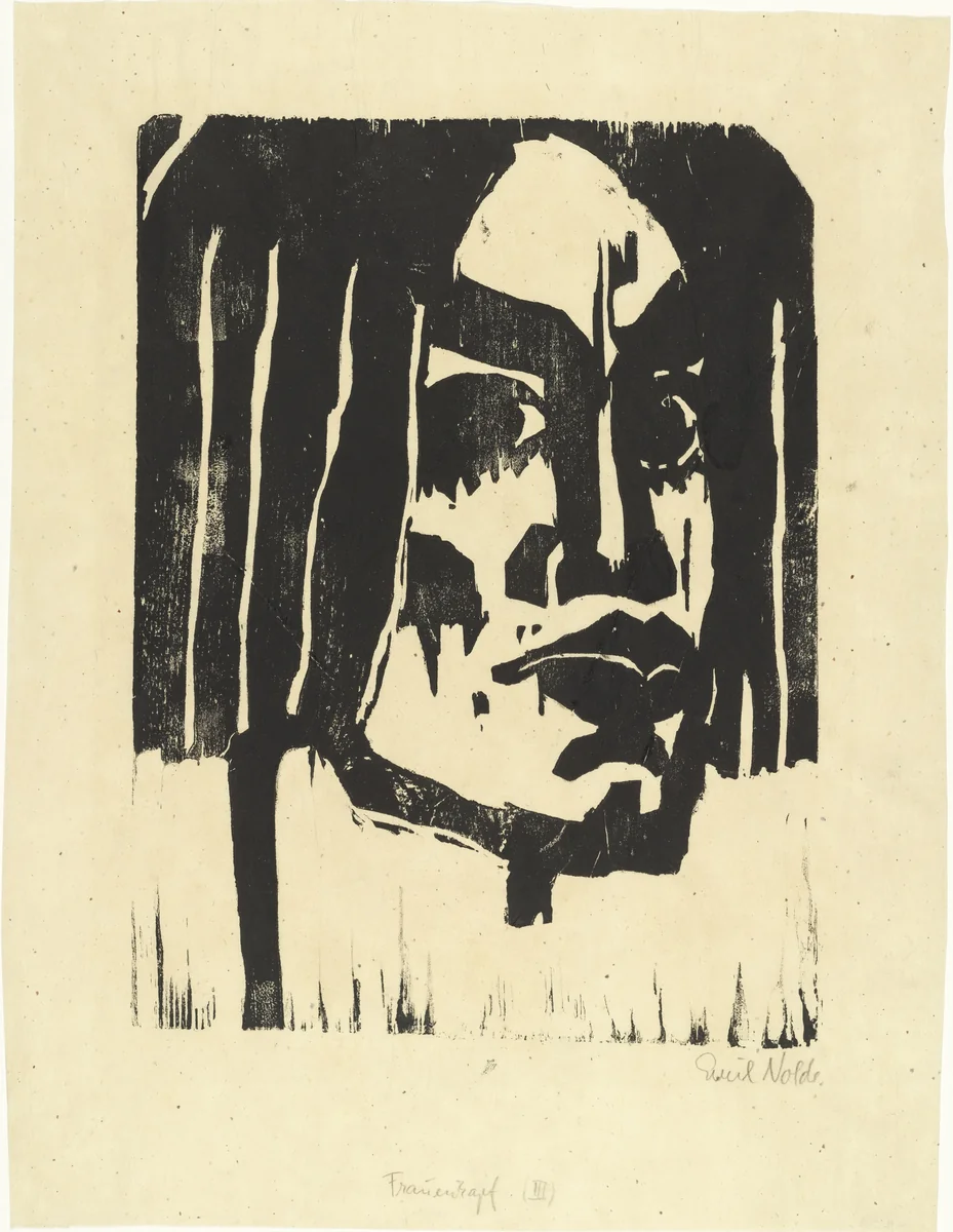 Head of a Woman III (Frauenkopf III) by Emil Nolde, print, 1912