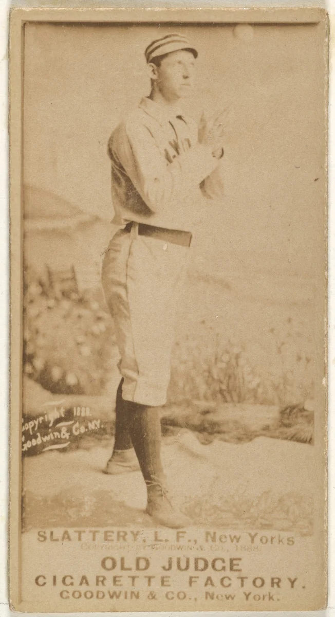 Michael J. Slattery, Left Field, New York, from the Old Judge series (N172) for Old Judge Cigarettes by Goodwin & Company, photograph, 1888