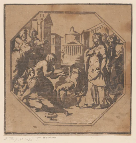 Psyche als godin aanbeden door het volk by Unknown, print, 1520-1602