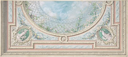 Design for Ceiling, Bedroom of Mme de Marconnoy by Jules-Edmond-Charles Lachaise, drawing, 1850-1900
