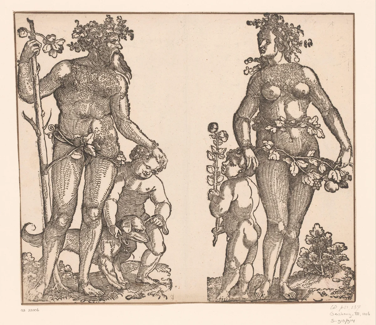 Wildeman met familie by anonymous, print, 1527-1533