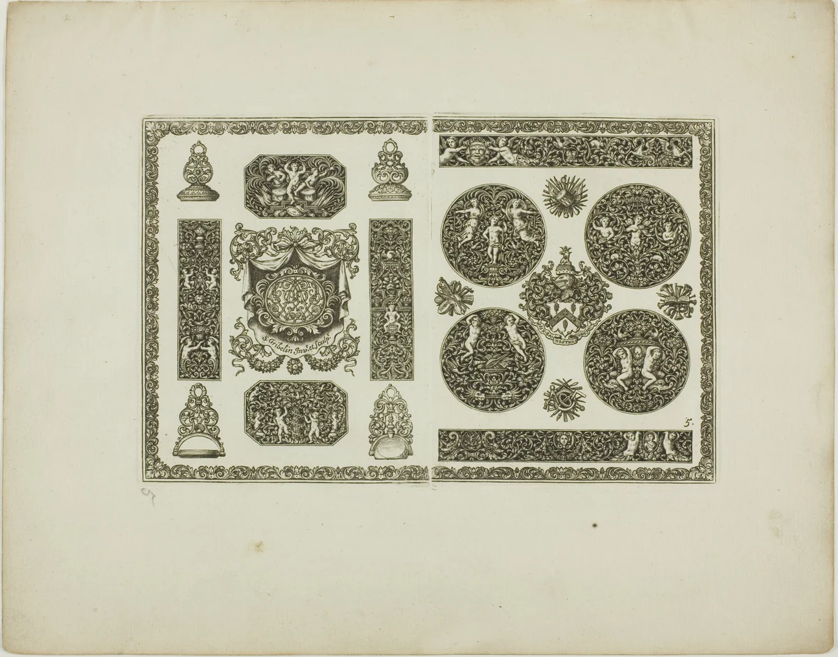 Plate Five, from Book of Ornament by Simon Gribelin, print, 1704