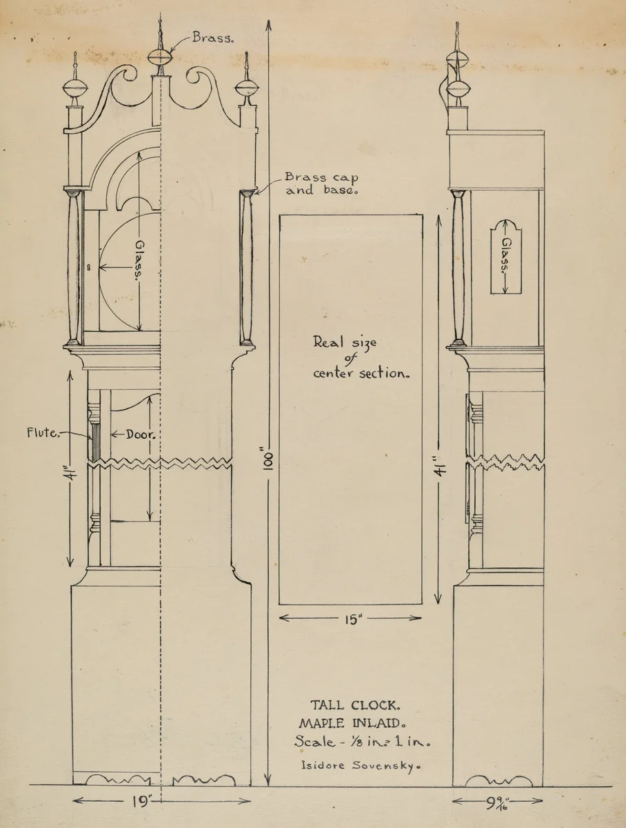 Tall Clock by Isidore Sovensky, index of american design, 1936