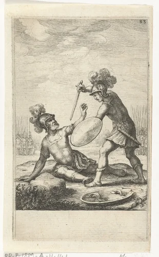 Gevecht tussen twee antieke veldheren by Willem Basse, print, 1648