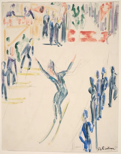 Ski Jumper by Ernst Ludwig Kirchner, drawing, 1931-1941