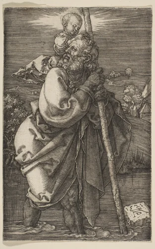 Saint Christopher Facing Left by Albrecht Dürer, print, 1521