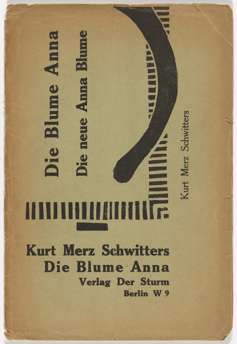 Cover for The Flower Anna: The New Anna Flower: A collection of poems from the years 1918–1922 (Die Blume Anna. Die neue Anna Blume: eine Gedichtsammlung aus den Jahren 1918–1922) by Kurt Merz Schwitters by Kurt Schwitters, design, 1922