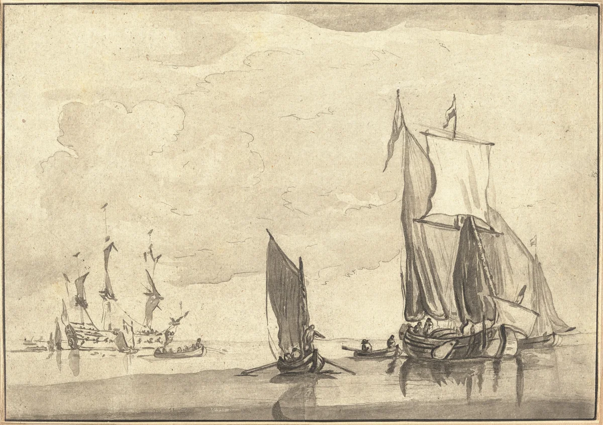 Seascape by Maria Catharina Prestel; Willem van de Velde the Younger, portfolio, 1782-1785
