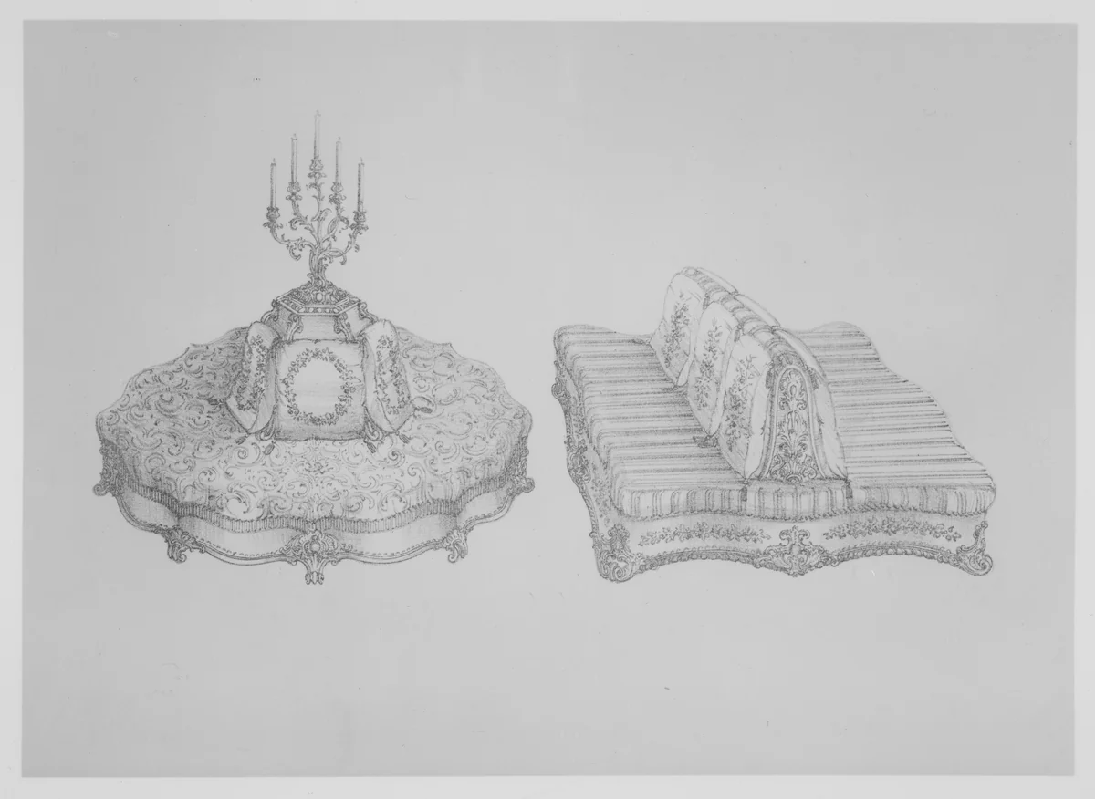 Furniture with Candelabra and Interior Decoration by Richard Hicks Bridgens, book, 1838