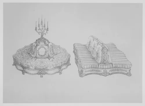 Furniture with Candelabra and Interior Decoration by Richard Hicks Bridgens, book, 1838