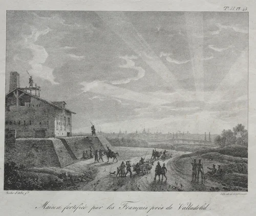 Spanish Campaign: A Building Fortified by the French near Valladolid by Baron Louis Albert Guillain Bacler d'Alber, print, 1807-1824