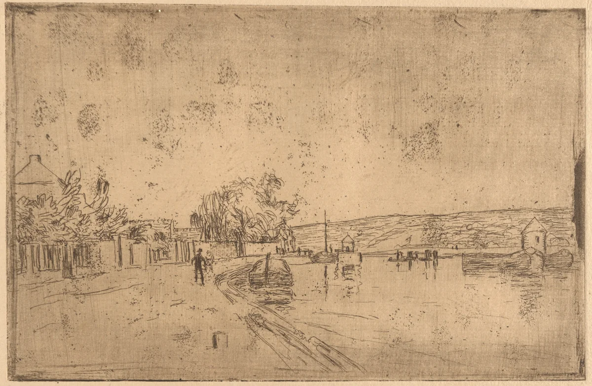 On the Banks of the Loing: The Canal Bank by Alfred Sisley, print, 1890