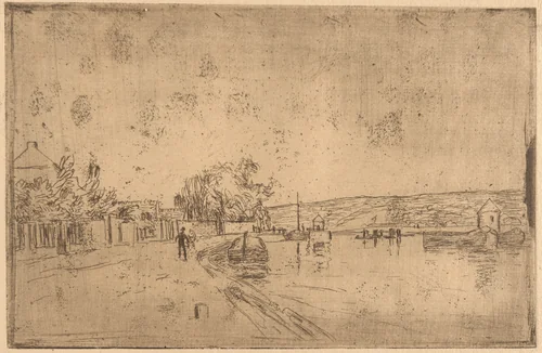 On the Banks of the Loing: The Canal Bank by Alfred Sisley, print, 1890