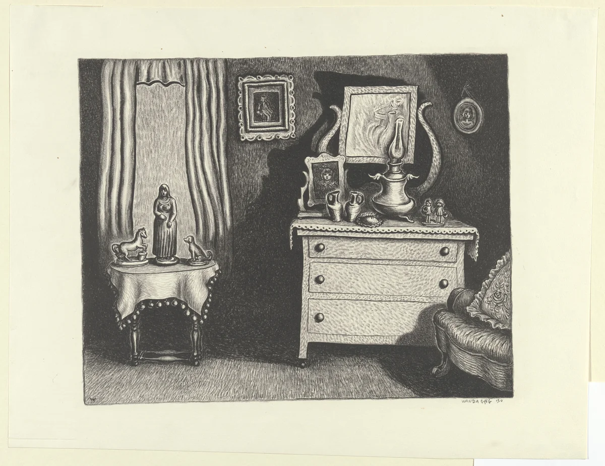 Grandma's Parlor by Wanda Gág, print, 1930