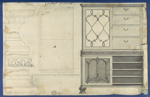 Chest of Drawers, from Chippendale Drawings, Vol. II by Thomas Chippendale, drawing, 1753