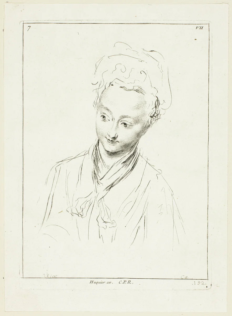 Woman's Head (turned to right) by Anne Claude Philippe Caylus, print, 1712-1765
