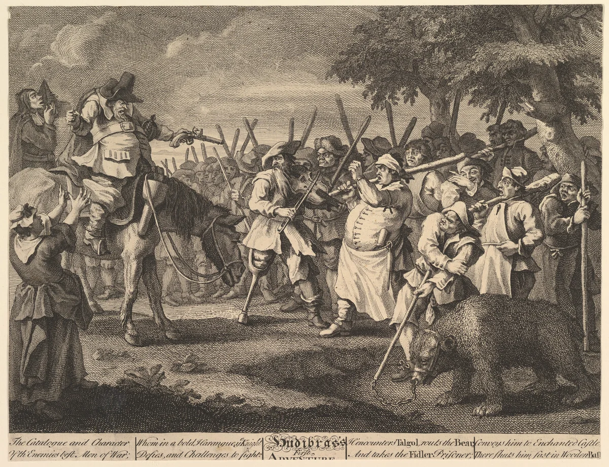 Hudibras' First Adventure (Twelve Large Illustrations for Samuel Butler's Hudibras, Plate 3) by William Hogarth, print, 1725-1726