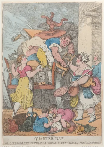 Quarter Day, or Clearing the Premises without Consulting Your Landlord by Thomas Rowlandson, print, 1814