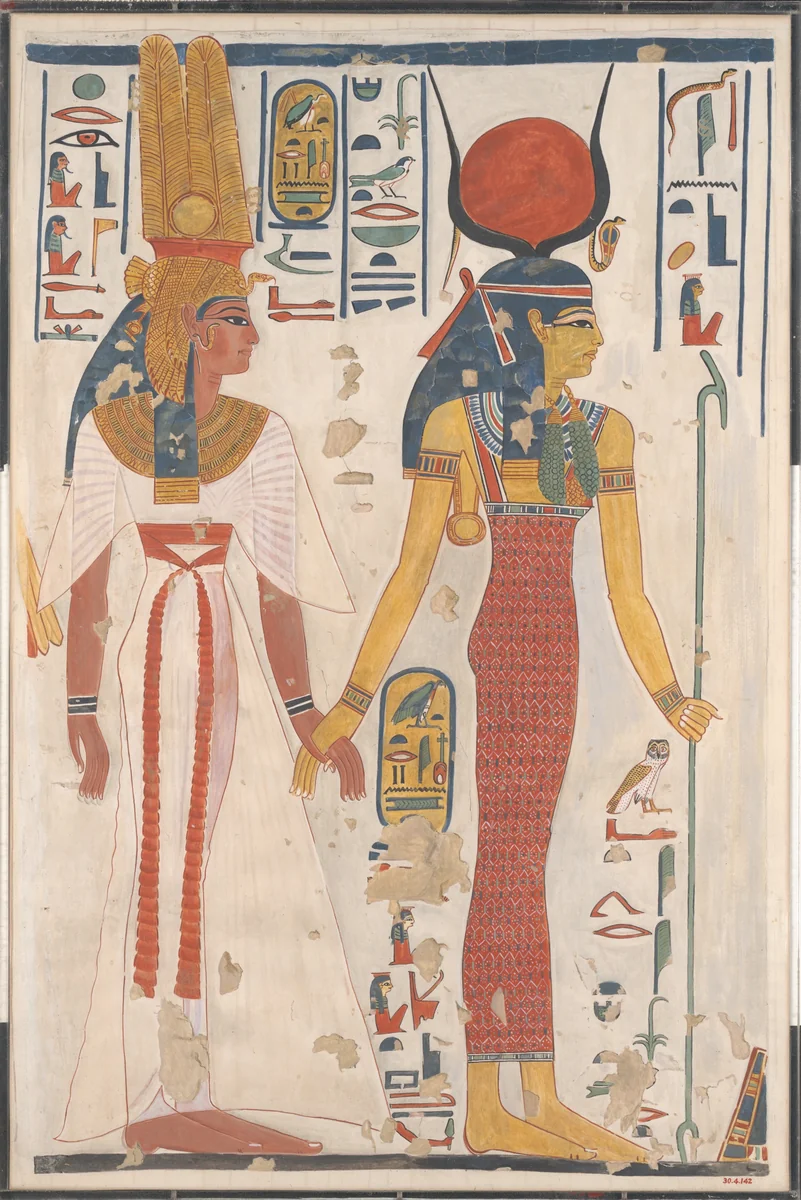 Queen Nefertari being led by Isis by Charles K. Wilkinson, artwork, -1279--1213