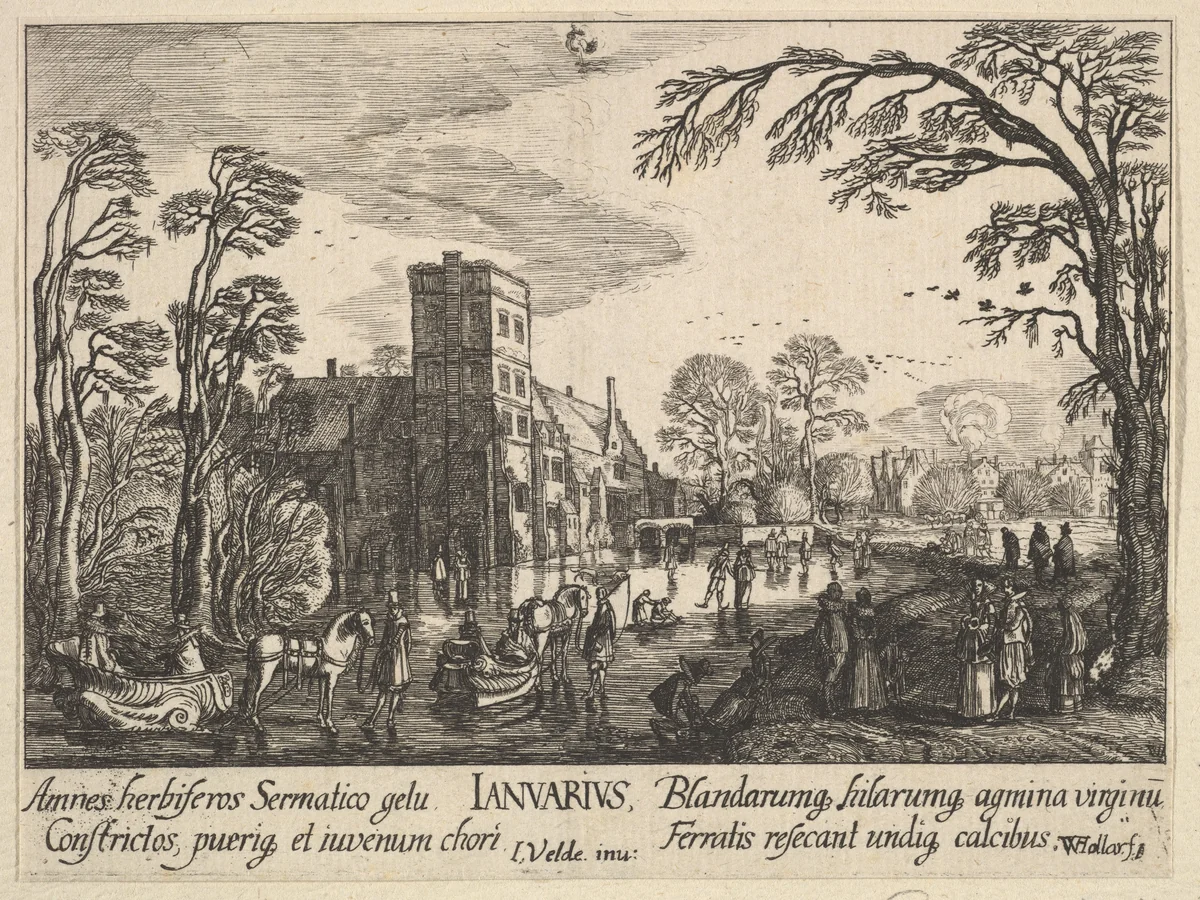 January (Ianuarius) by Wenceslaus Hollar, print, 1628-1629