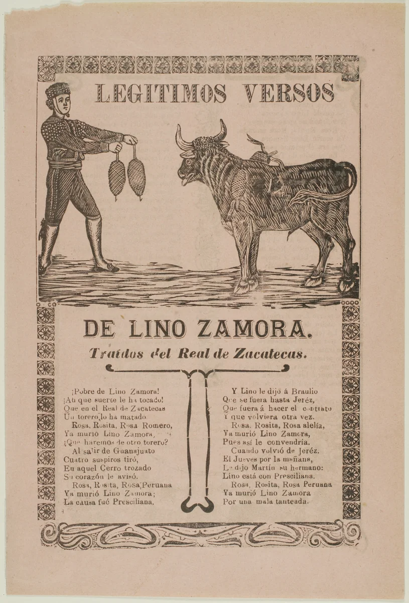 True Verses about Lino Zamora by José Guadalupe Posada or Manuel Manilla, print, 1911