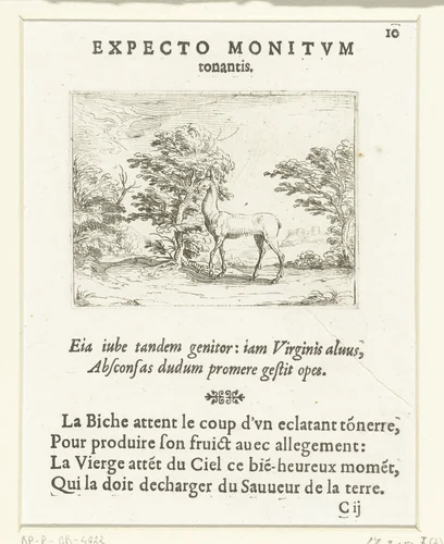 Hinde in een bos by Jacques Callot, print, 1625-1629