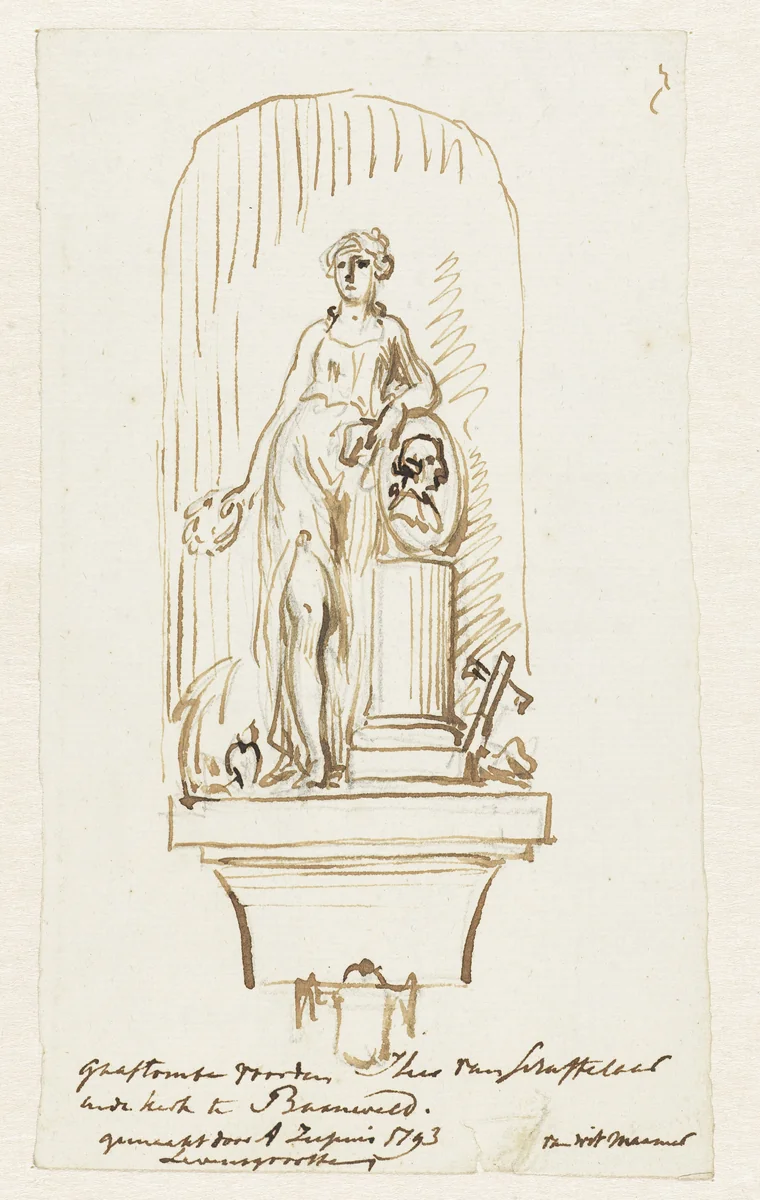 Grafmonument voor de heer van Schaffelaar in de kerk te Barneveld by Jurriaan Andriessen, drawing, 1752-1819