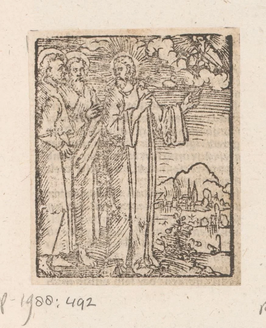Christus met twee discipelen by anonymous, print, 1536