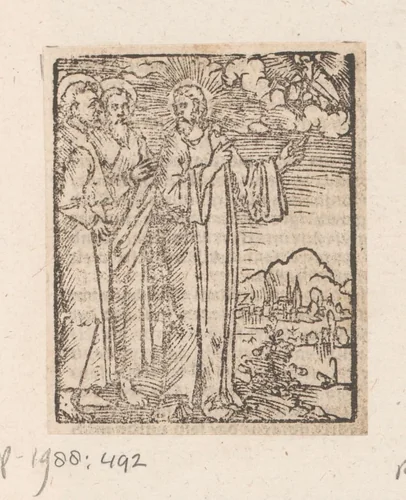 Christus met twee discipelen by anonymous, print, 1536