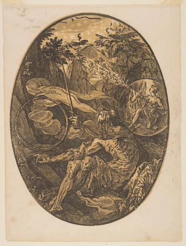 Demogorgon in the Cave of Eternity, from The Deities by Hendrick Goltzius, print, 1588-1590