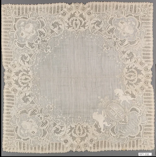 Handkerchief by J.J. Nef, textile, 1845-1855
