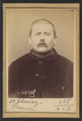 Perrier (dit Theriez). Louis. 35 ans, né le 25/8/58 à Paris Vllle. Ébéniste. Anarchiste. 16/3/94. by Alphonse Bertillon, photograph, 1894