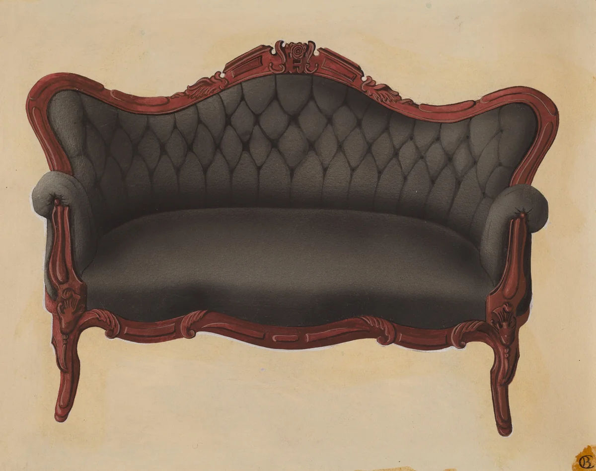 Settee Couch by Beverly Chichester, index of american design, 1936