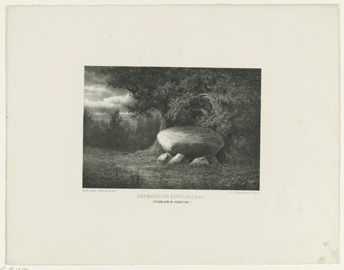 Germaans offeraltaar by Hendrik Dirk Kruseman van Elten, print, 1857-1864