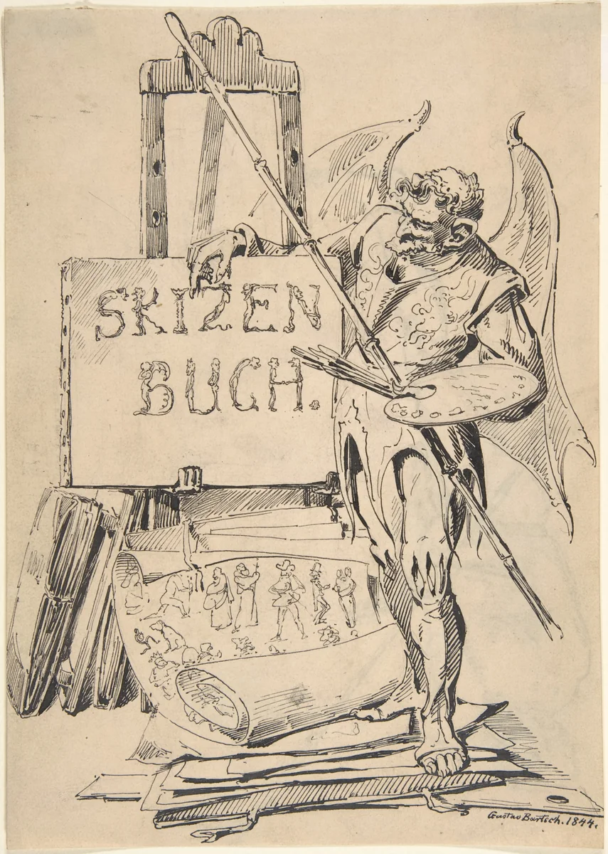 Der Fehlerteufel ("Devil of Mistakes") by Gustav Bartsch, drawing, 1844