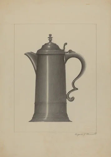 Pewter Flagon by Eugene Barrell, index of american design, 1936