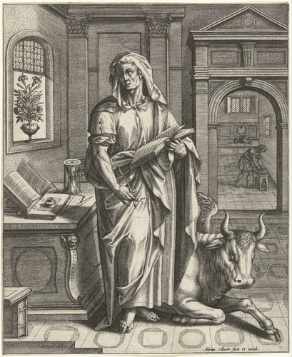 Evangelist Lucas by Unknown, print, 1570-1618