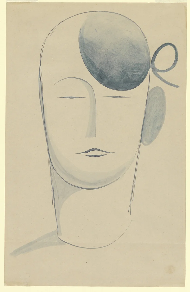 Head of a Woman by Elie Nadelman, drawing, 1920
