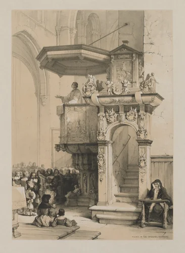 Sketches in Belgium and Germany, Volume I: Pulpit in the Cathedral of Treves by Louis Haghe, print, 1840