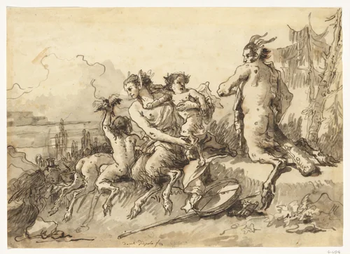 Satyr Family in a Wild Landscape by Giovanni Domenico Tiepolo, drawing, 1768-1794