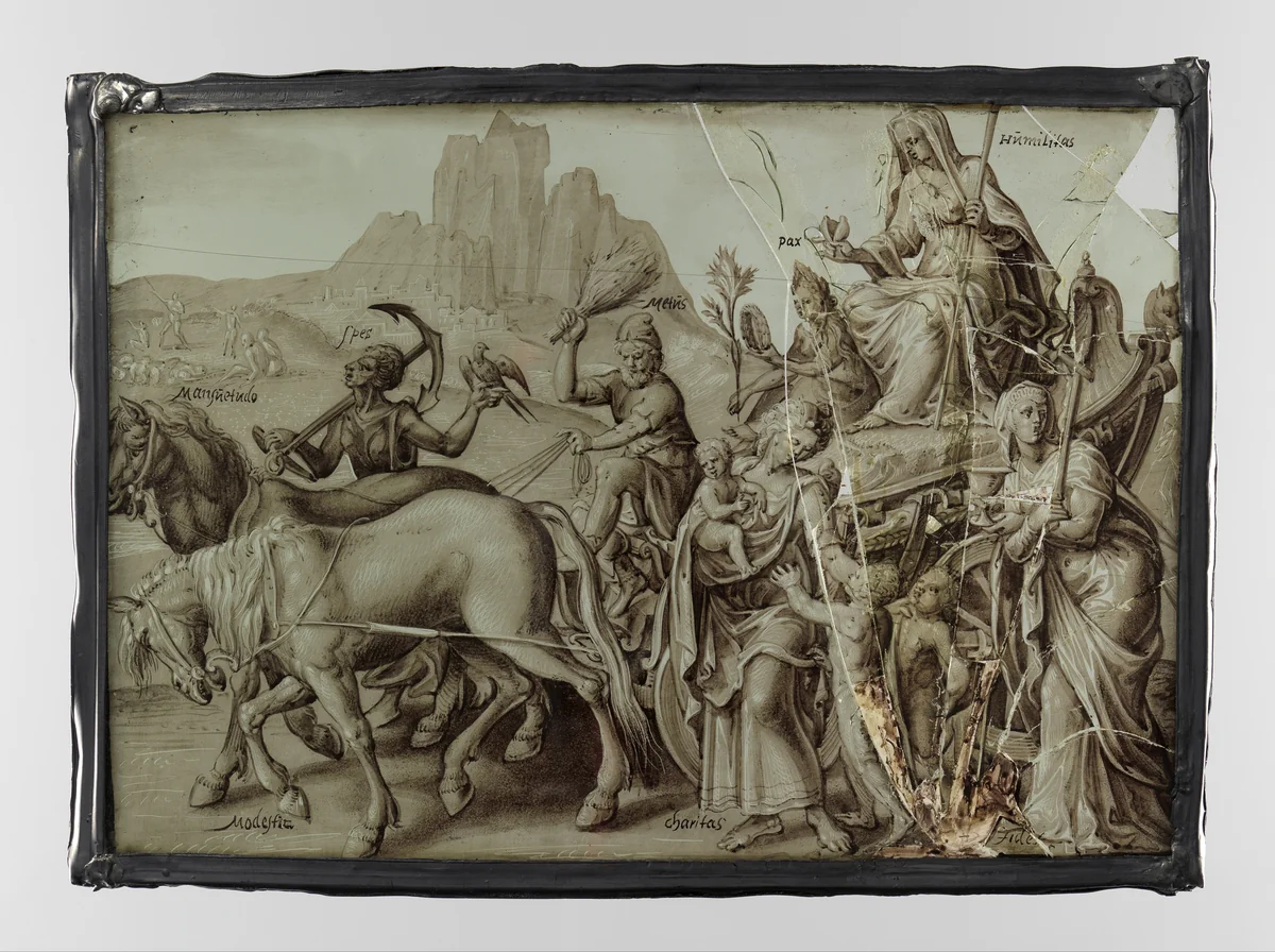 Ruit met De Triomf van de Nederigheid (Humilitas) by anonymous, other, 1575-1600