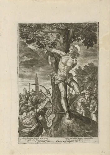 Marteling van de heilige Sebastiaan by Unknown, print, 1584