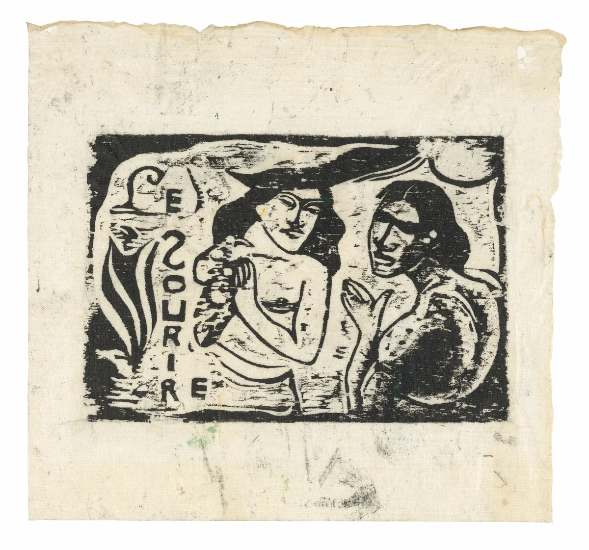 Two Women Chattering, headpiece for Le Sourire by Paul Gauguin, print, 1900