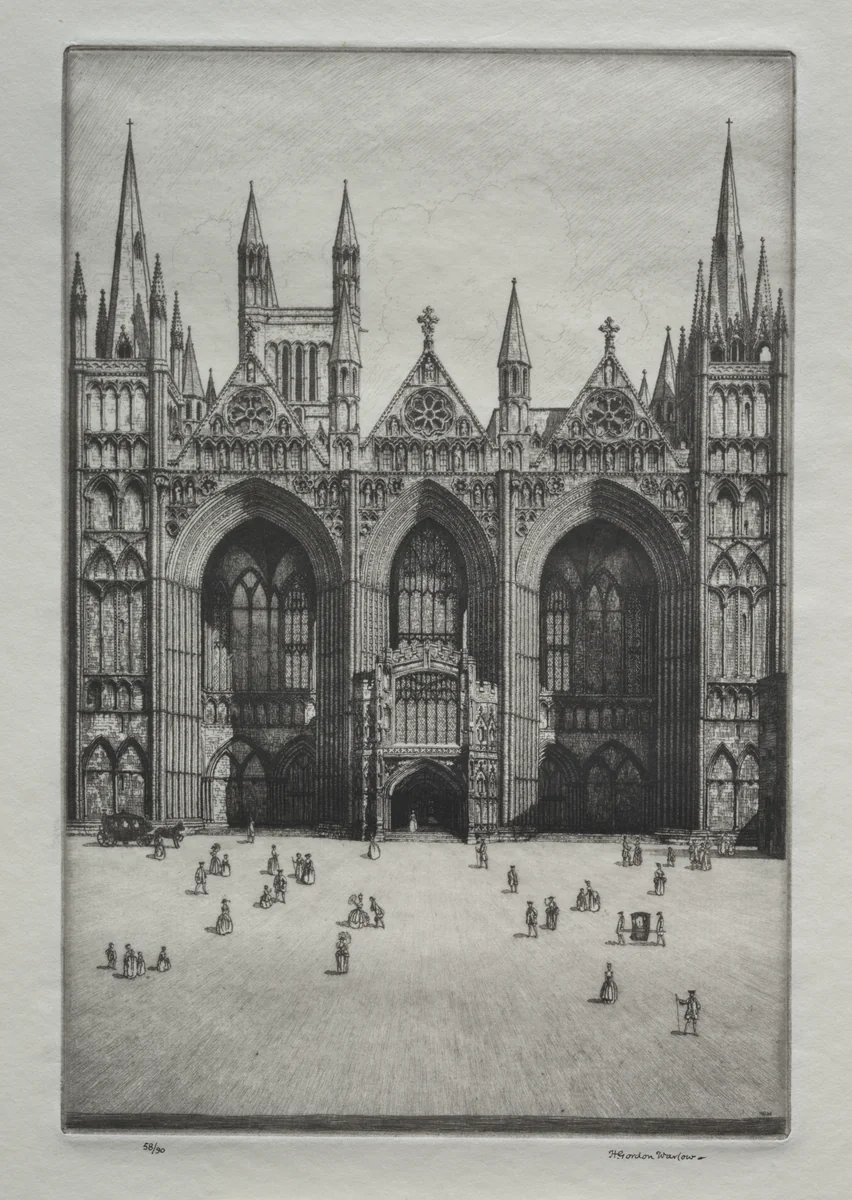 Peterborough Cathedral by Herbert Gordon Warlow, print
