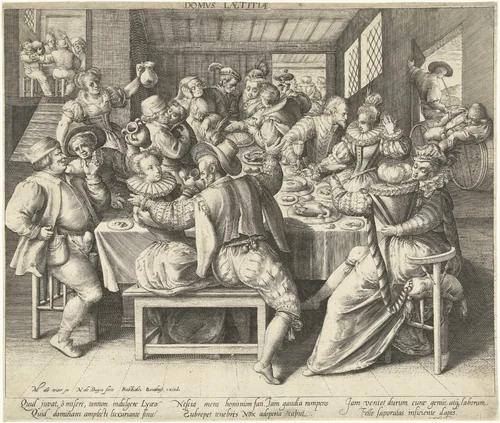 Een huis vol feestrumoer by Unknown, print, 1581-1656